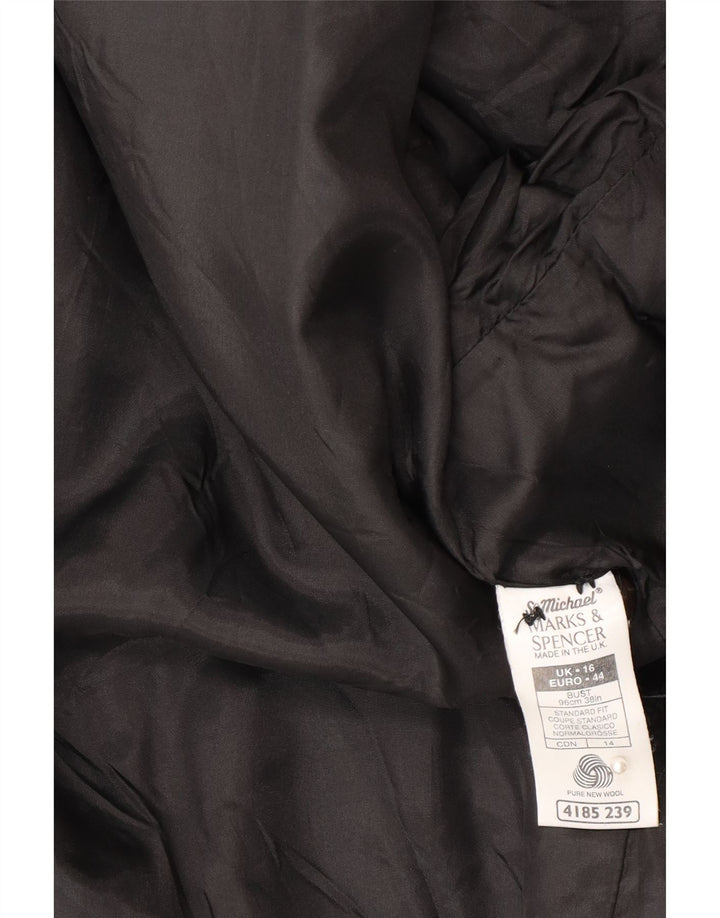 Jaqueta blazer feminina Marks & Spencer com 1 botão Reino Unido 16 grande lã preta
