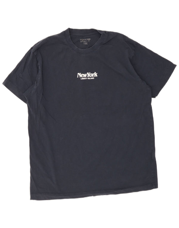 Camiseta gráfica masculina Jack & Jones Top 2XL algodão azul marinho