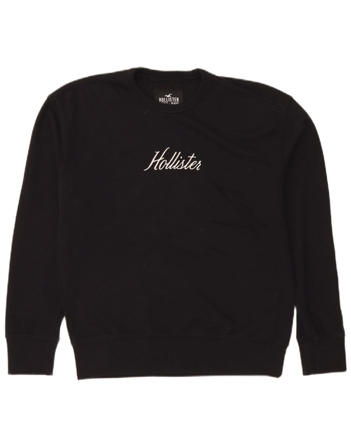 Hollister moletom masculino gráfico jumper pequeno algodão preto