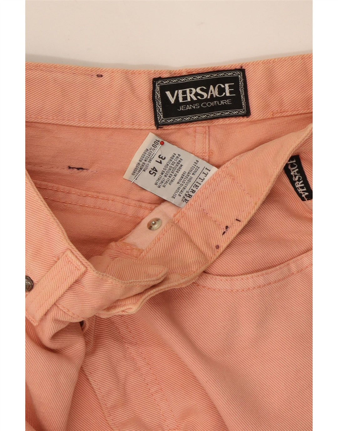 VERSACE Womens Slim Jeans W26 L32 Pink Cotton Vintage Versace and Second-Hand Versace from Messina Hembry 