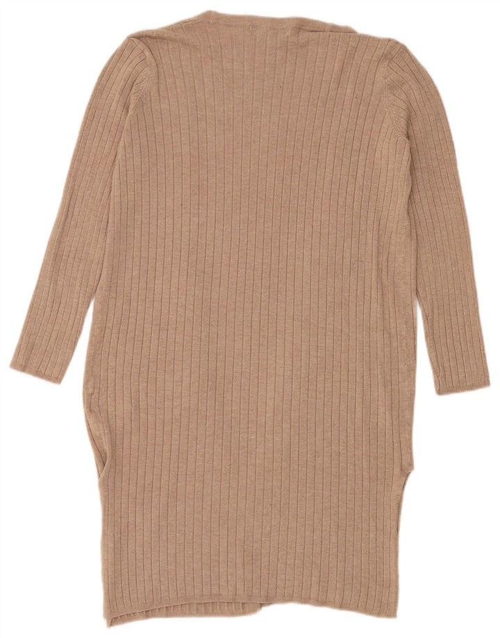Marks & Spencer Suéter feminino Longline Open Cardigan Reino Unido 10 Pequeno Bege