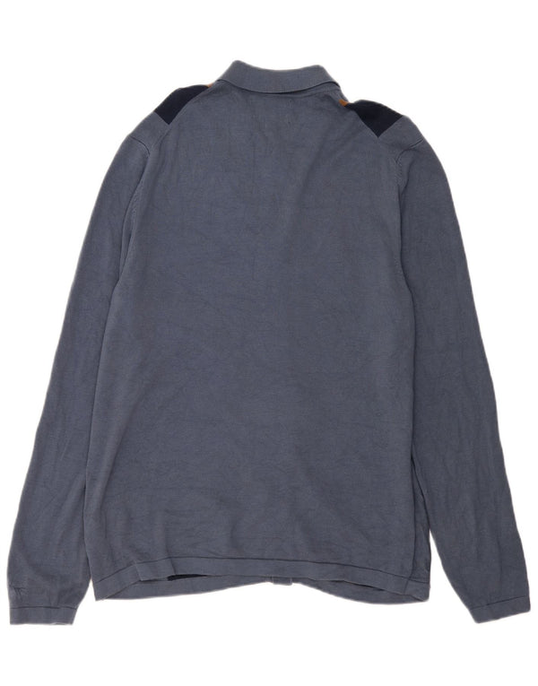 Suéter cardigã masculino Marks & Spencer grande algodão listrado azul