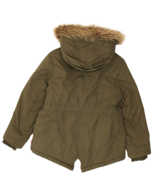 Jaqueta Parka com capuz para meninas Levi's 11-12 anos algodão cáqui