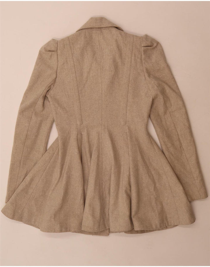 Topshop Womens Princess Coat UK 8 Lã Bege Pequena