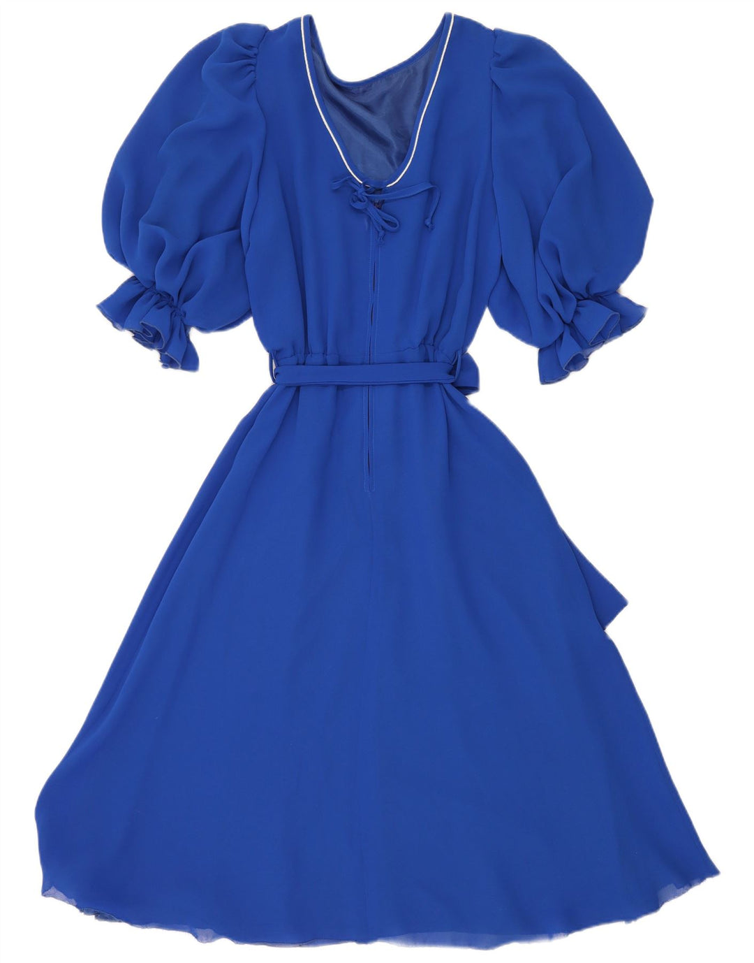 Vestido vintage feminino evasê IT 40 pequeno azul poliéster
