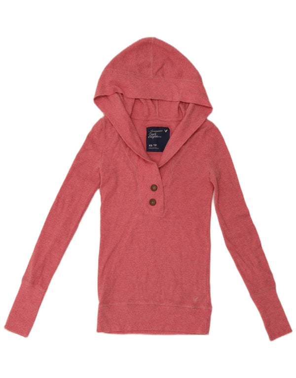 American Eagle Outfitters blusa feminina com capuz manga comprida Reino Unido 4 XS algodão rosa