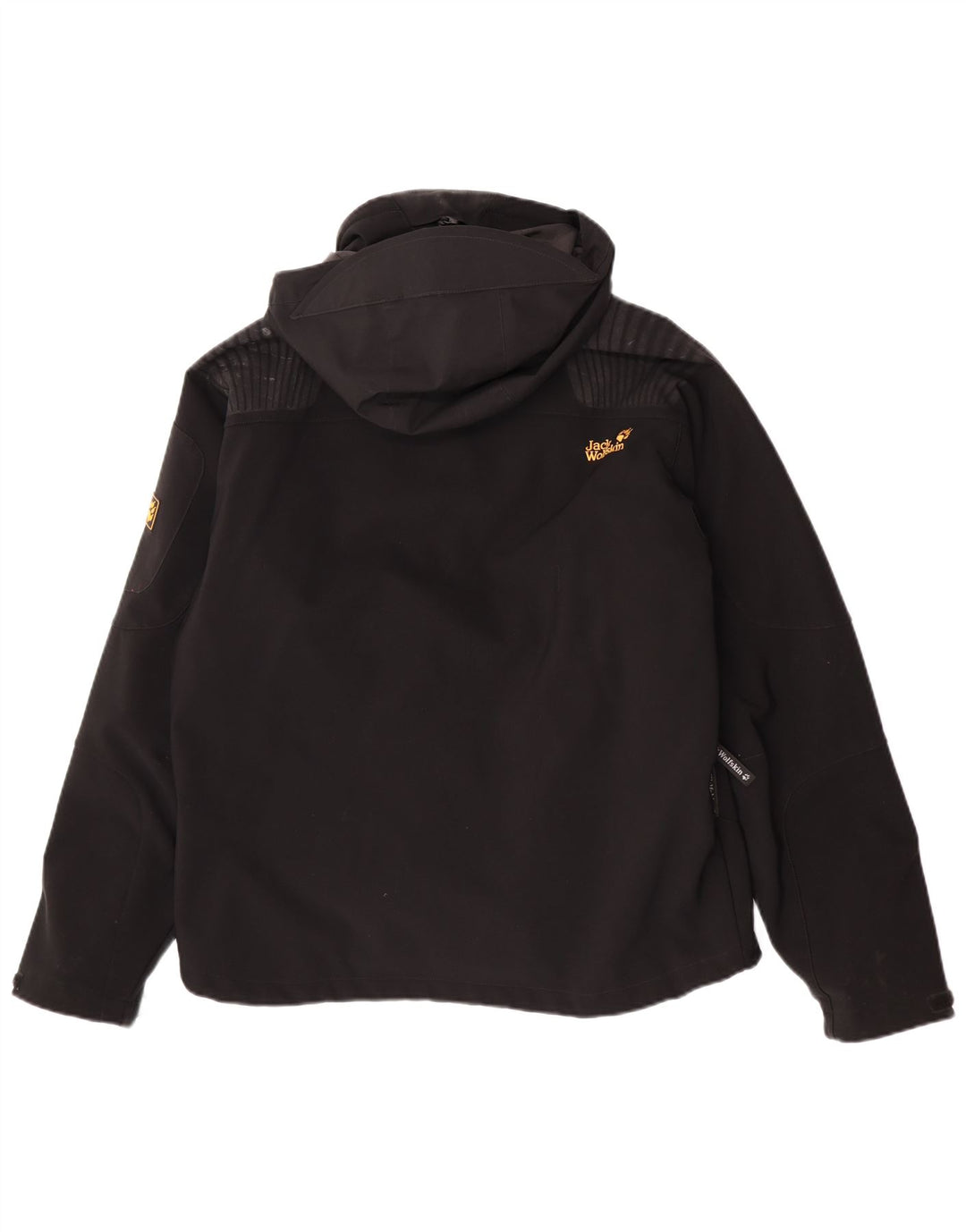 Jaqueta corta-vento masculina Jack Wolfskin com capuz Reino Unido 40/42 grande poliéster preto