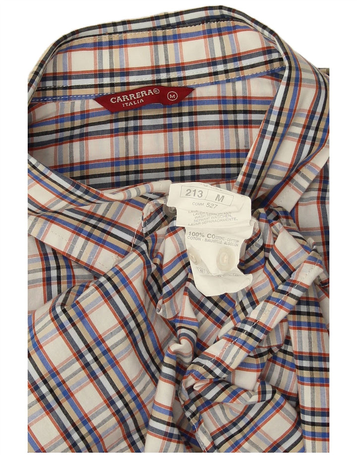 Camisa masculina Carrera de manga curta cinza médio algodão xadrez