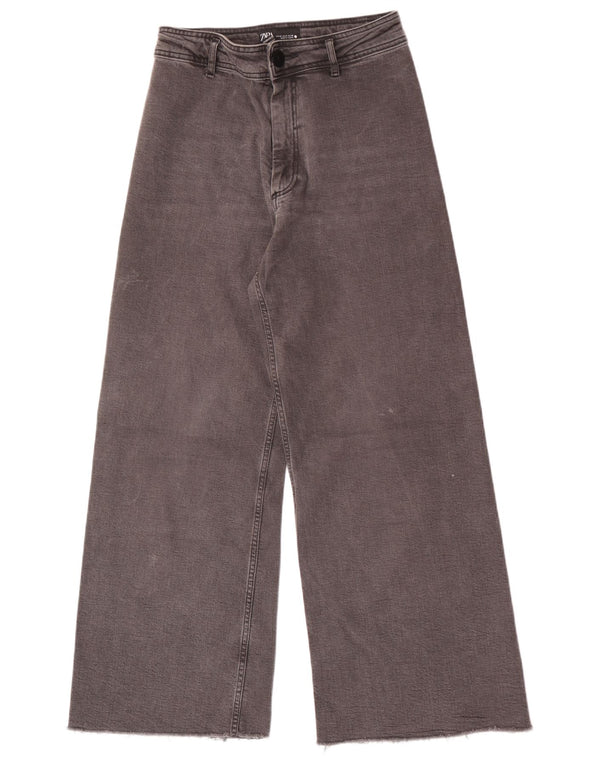 Zara Calça Jeans Feminina The Marine Cintura Alta Perna Larga EU 40 Médio W30 L29 Cinza