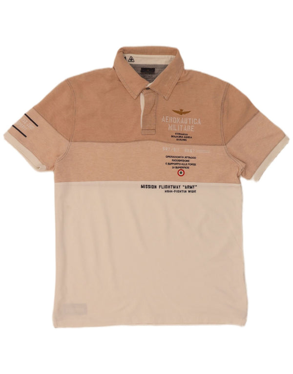 Aeronautica Militare Camisa polo masculina gráfica bege médio Colourblock