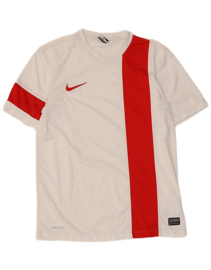 Camiseta masculina Nike Dri Fit Top médio branco colorblock poliéster