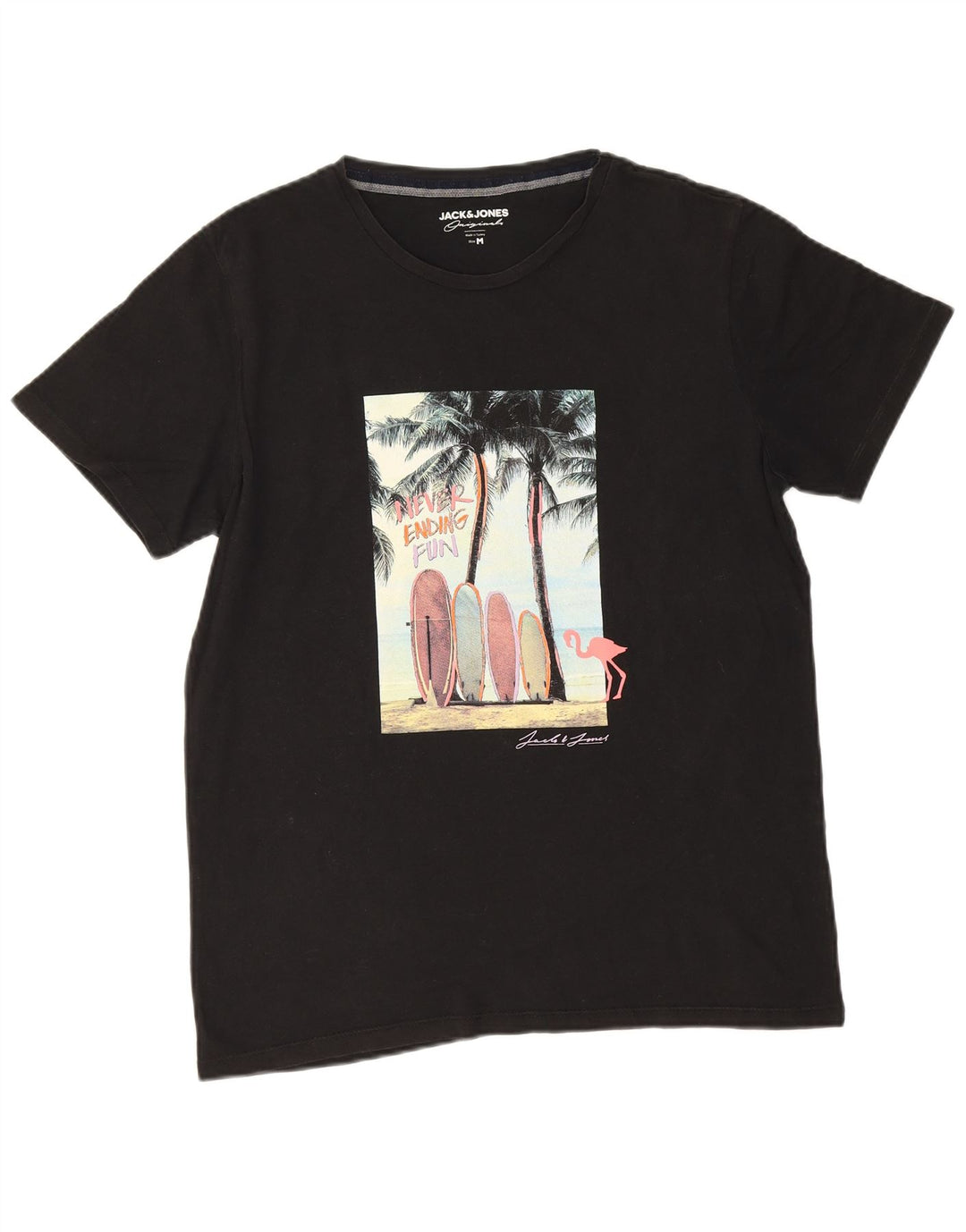 Camiseta gráfica masculina Jack & Jones Top médio preto