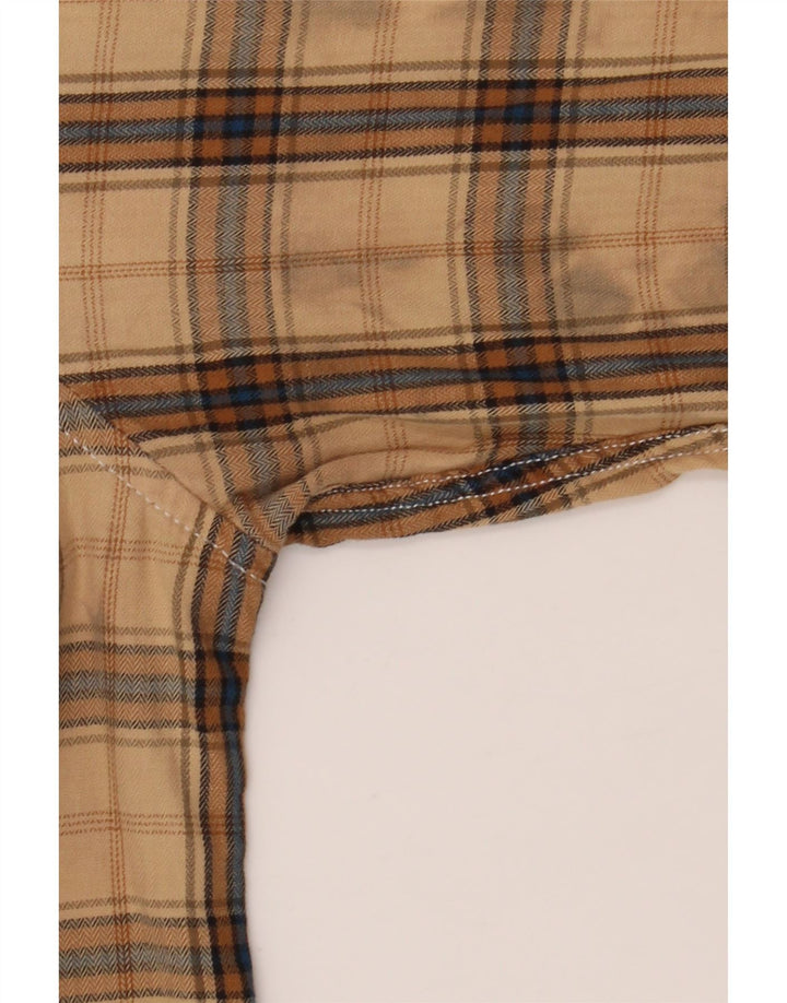 Camisa masculina de flanela Guess pequena algodão xadrez bege