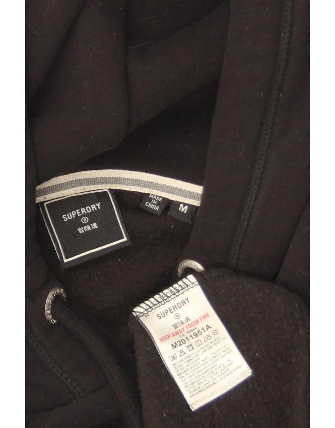 SUPERDRY moletom com capuz masculino médio algodão preto