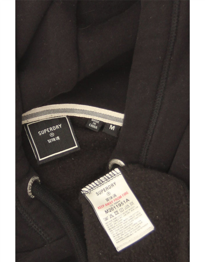 SUPERDRY moletom com capuz masculino médio algodão preto
