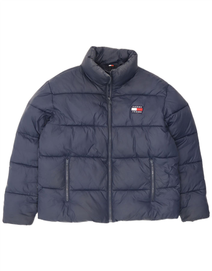 Jaqueta acolchoada feminina Tommy Hilfiger UK 14 médio azul marinho poliamida