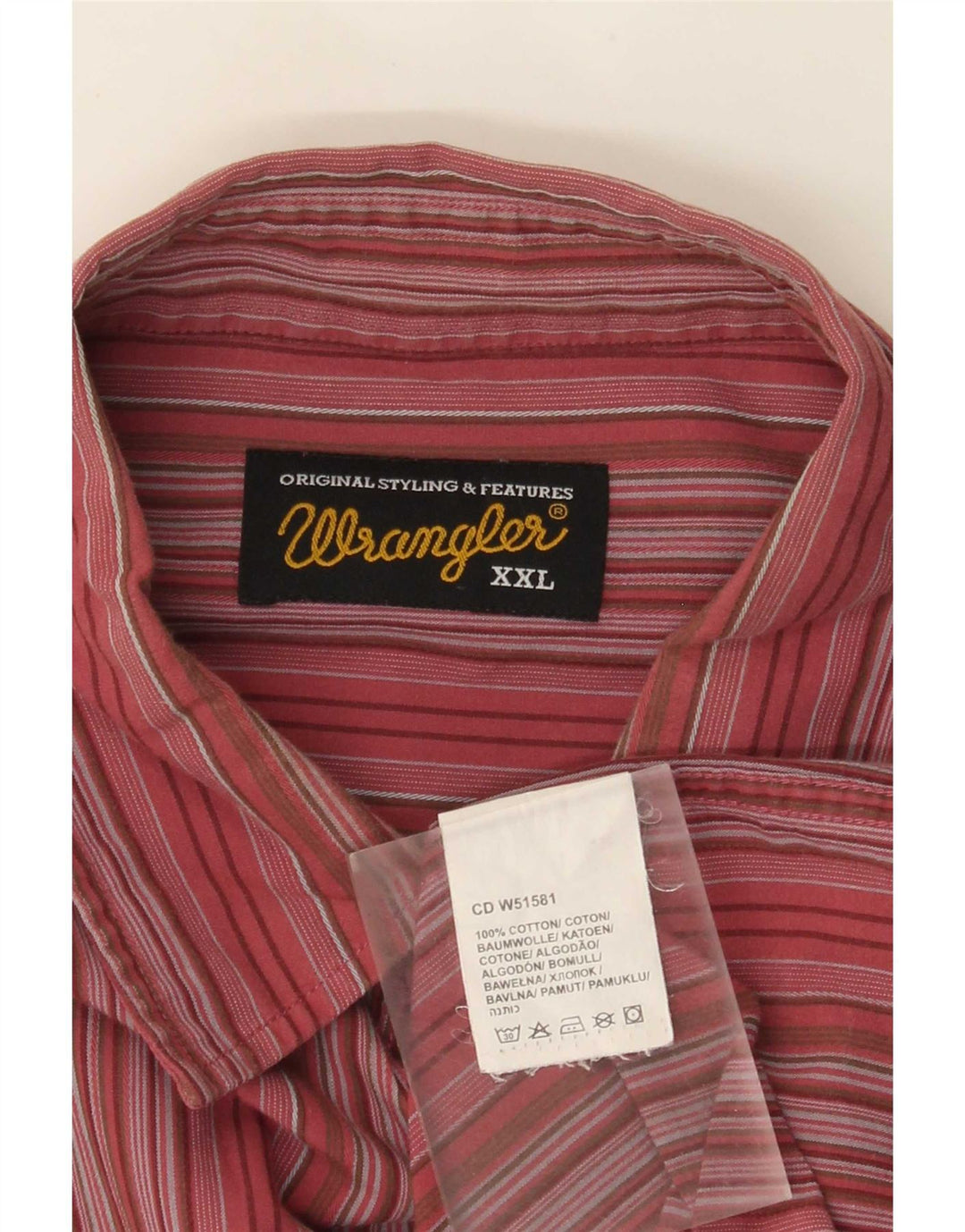Camisa masculina Wrangler 2XL algodão listrado vermelho