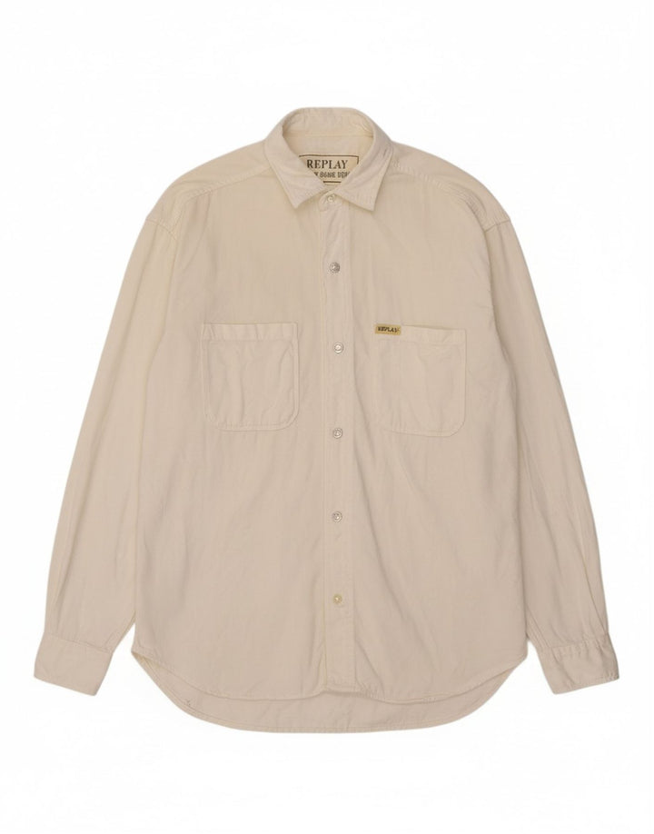 Camisa gráfica masculina REPLAY grande off white