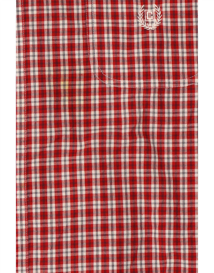 Camisa masculina de manga curta Chaps Easy Care 2XL algodão xadrez vermelho