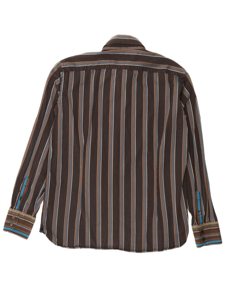 Camisa masculina Ted Baker tamanho 5 XL listrada marrom