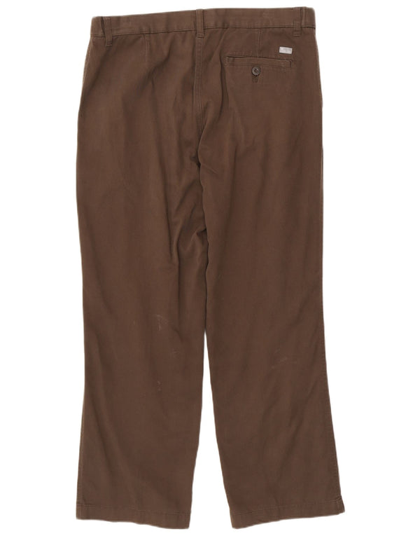 Calça chino reta masculina Marks & Spencer Blue Harbor W36 L29 marrom