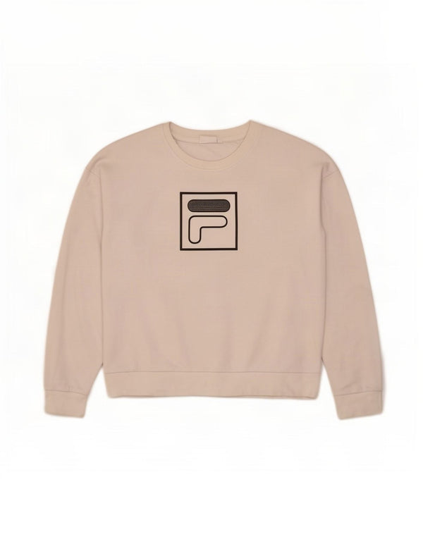 Fila moletom feminino gráfico oversized jumper UK 14 médio algodão branco