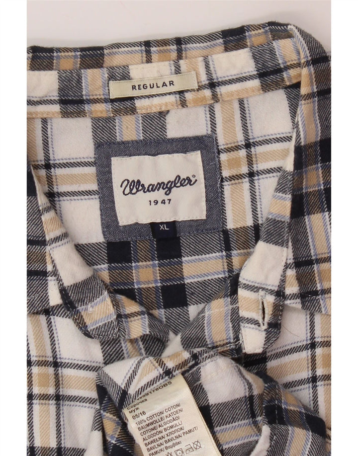 Camisa masculina de flanela de ajuste regular WRANGLER XL algodão xadrez branco