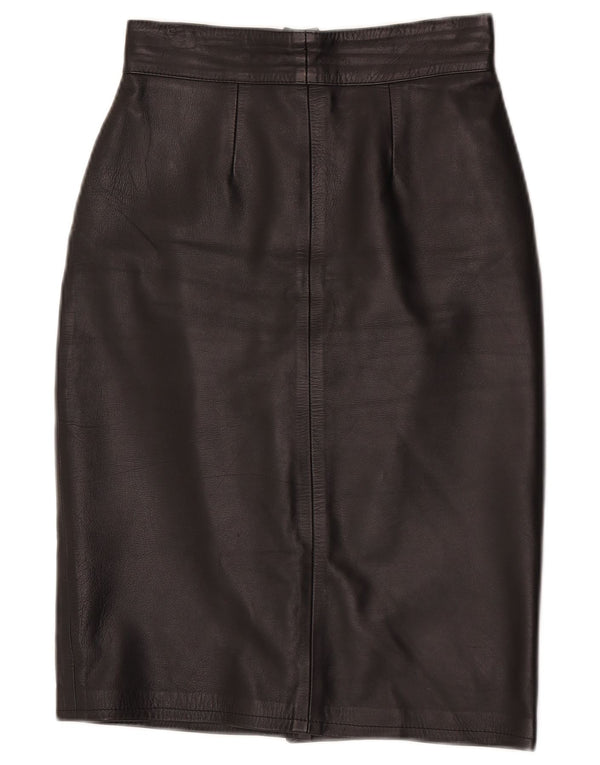 Saia de couro feminina vintage W24 XS preta