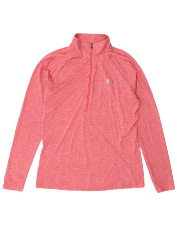 Top feminino Under Armour com zíper e manga comprida Reino Unido 16 grande rosa