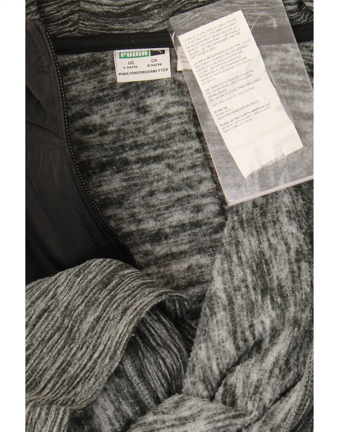 Suéter PUMA Boys Zip com capuz 14-15 anos grande cinza colorblock poliéster