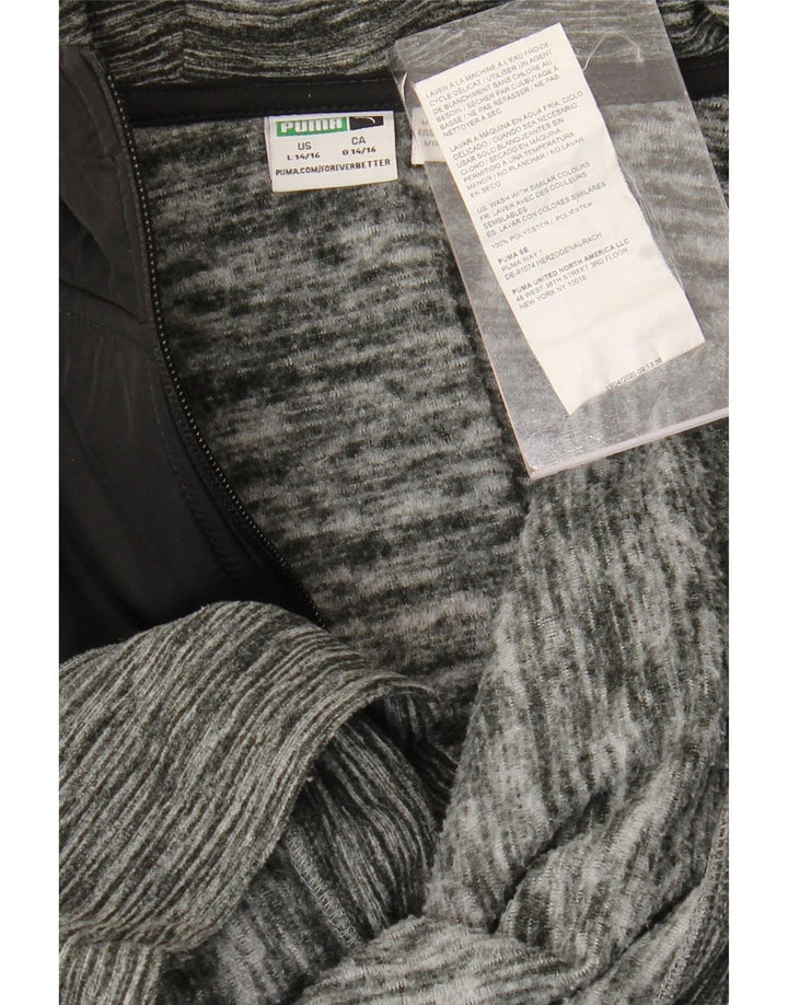 Suéter PUMA Boys Zip com capuz 14-15 anos grande cinza colorblock poliéster