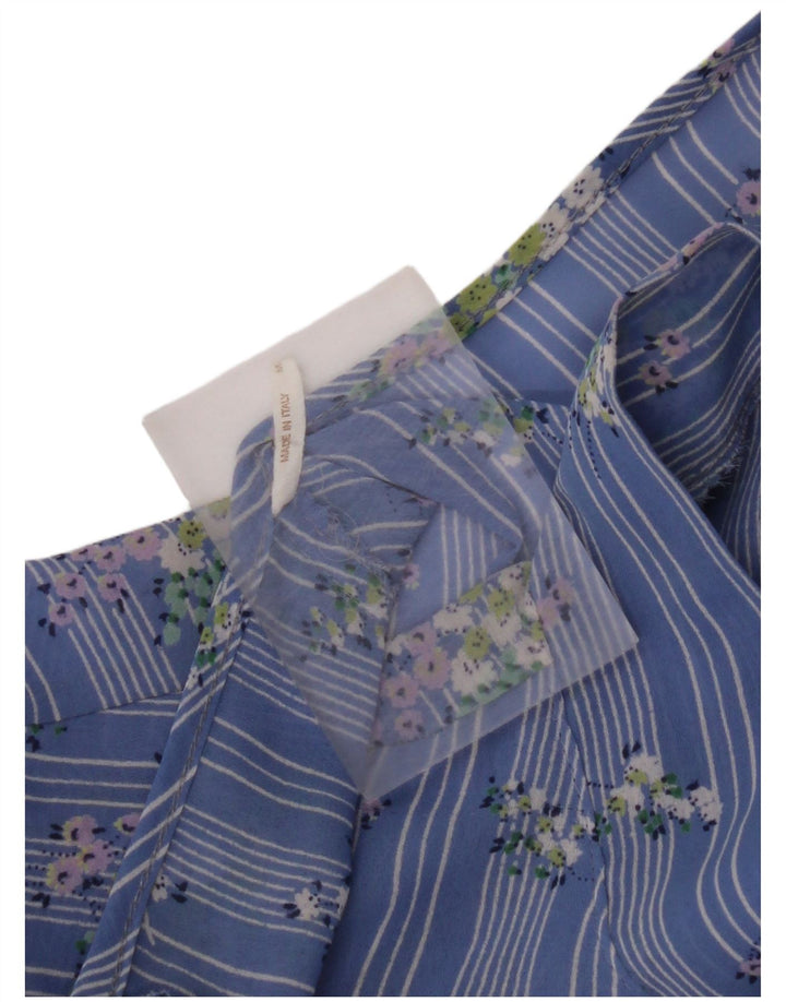 VINTAGE Womens Long Sleeve Maxi Dress UK 14 Medium Blue Floral