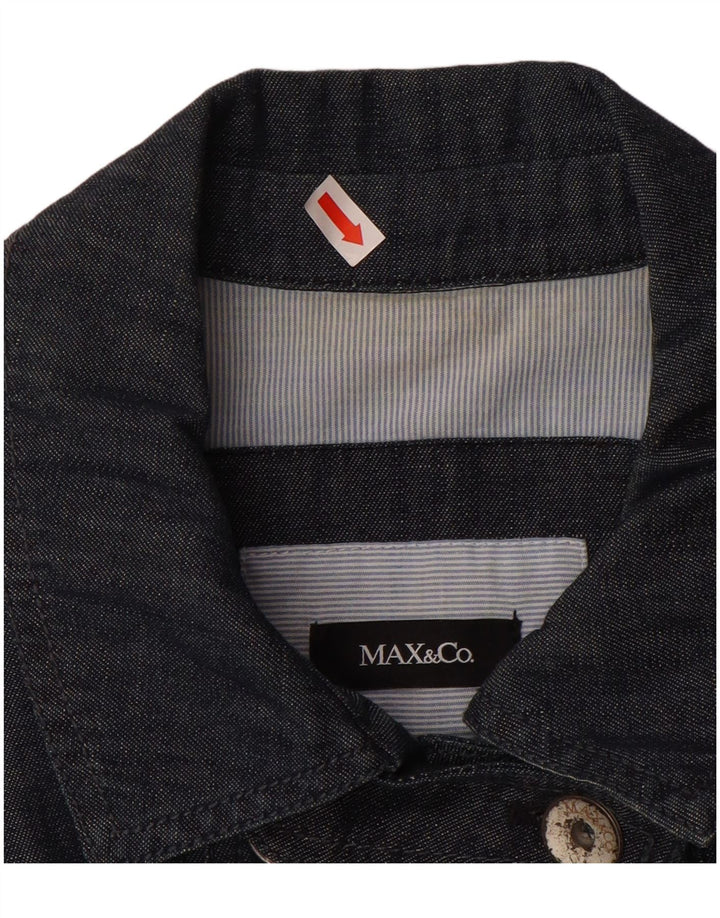 Casaco feminino jeans duplo breasted IT 42 algodão azul médio