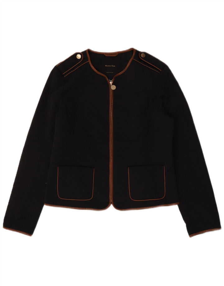 Jaqueta militar acolchoada feminina Massimo Dutti Reino Unido 16 grande azul marinho