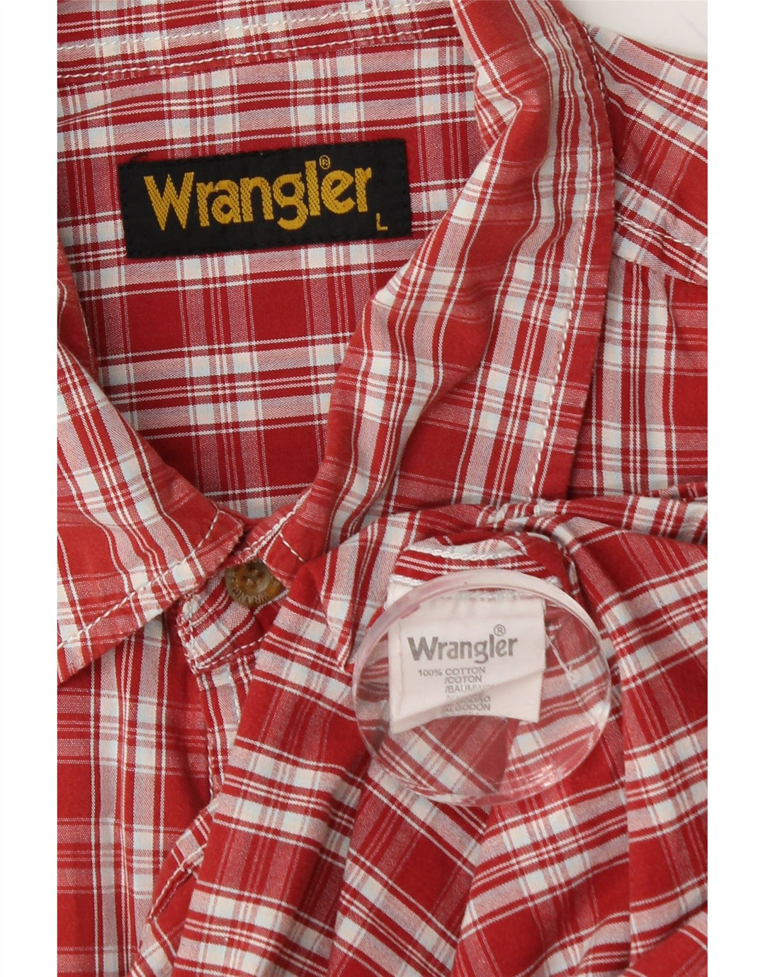 Camisa masculina de manga curta WRANGLER grande algodão xadrez vermelho