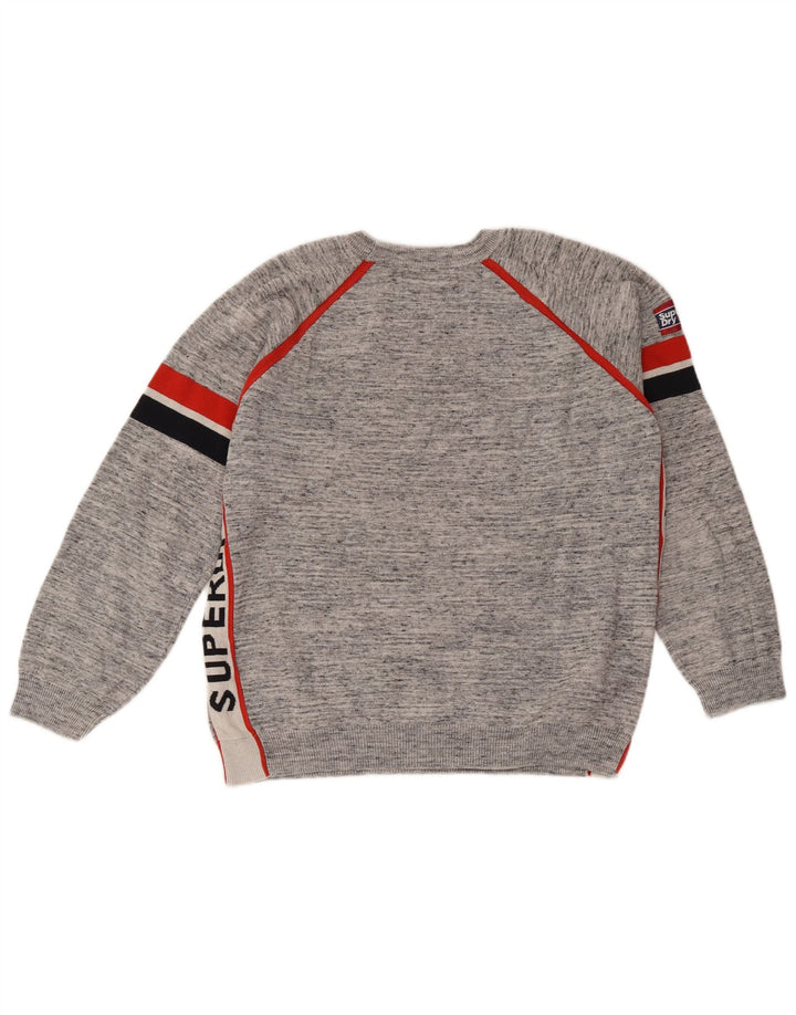 Suéter masculino Superdry com gola redonda e gola redonda grande cinza colorblock
