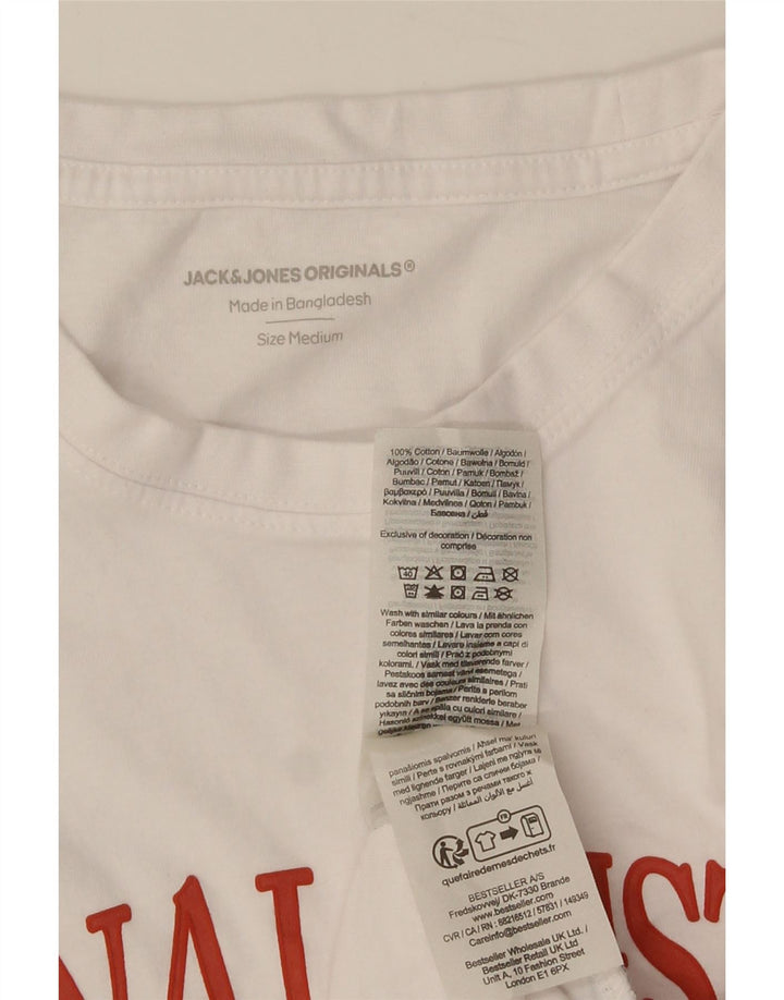 Camiseta gráfica masculina Jack & Jones Top médio algodão branco