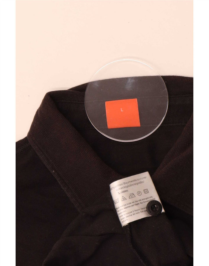 Camisa polo masculina Hugo Boss grande algodão preto