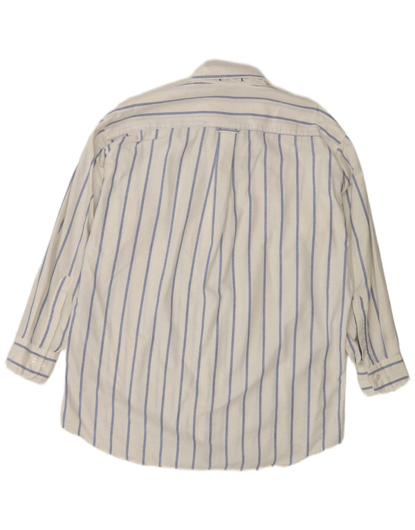 Camisa masculina Chaps tamanho 16 1/2 grande algodão listrado branco