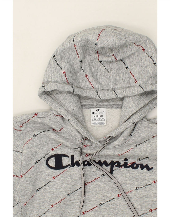 CHAMPION Womens Graphic Hoodie Jumper UK 14 Medium Grey Cotton Vintage Champion and Second-Hand Champion from Messina Hembry 