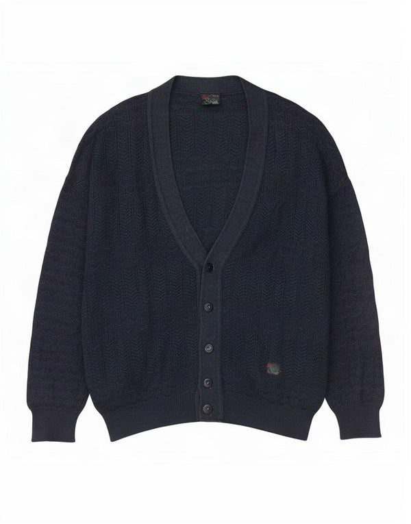 Suéter cardigã masculino Paco Calvari IT 54/56 XL azul marinho geométrico
