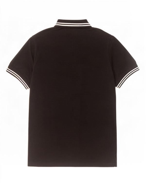 Kappa Mens Polo Shirt Large Black Striped Cotton