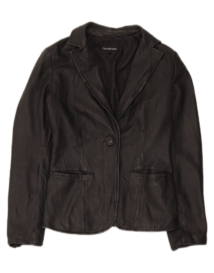 Jaqueta blazer feminina Calvin Klein Jeans com 1 botão Reino Unido 10 pequena preta