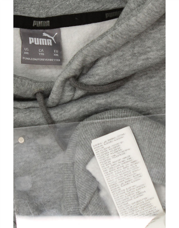 PUMA Mens Graphic Hoodie Jumper 2XL Grey Cotton Vintage Puma and Second-Hand Puma from Messina Hembry 