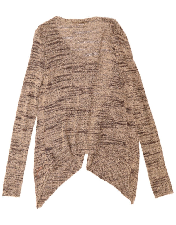 Guess Womens Asymmetric Open Cardigan Sweater UK 14 Large Beige Flecked