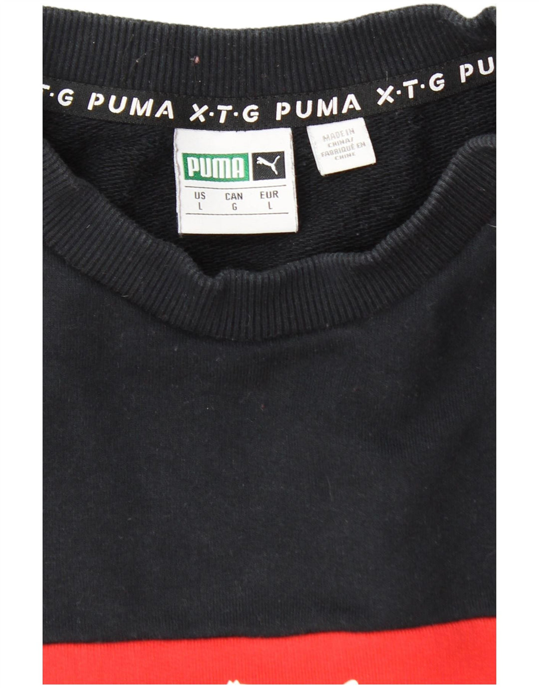 PUMA moletom gráfico masculino jumper grande algodão colorblock vermelho
