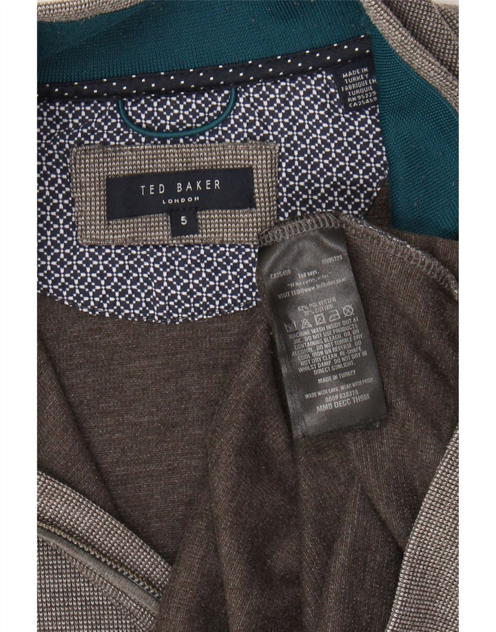 Suéter masculino TED BAKER com zíper e pescoço, tamanho 5 XL, poliéster cinza