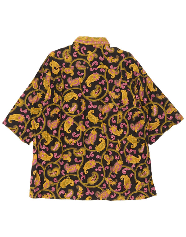 Camisa masculina vintage de manga curta grande algodão paisley multicolorido