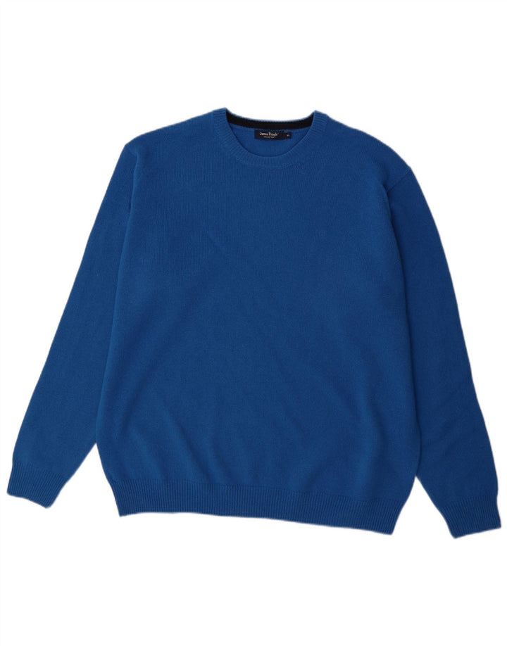 Suéter masculino James Pringle com gola redonda XL de lã azul