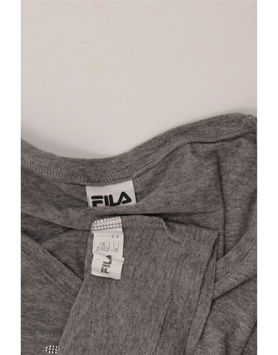 FILA Womens Top Long Sleeve UK 14 Large Grey Cotton Vintage Fila and Second-Hand Fila from Messina Hembry 